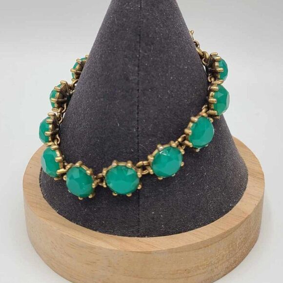 J Crew Jewelry - J Crew Green Faceted Stone Bracelet